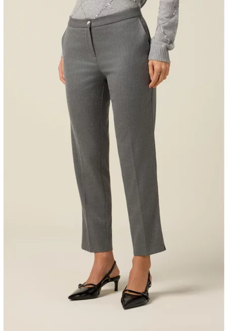 Скъсен панталон с ръб - Светло сив