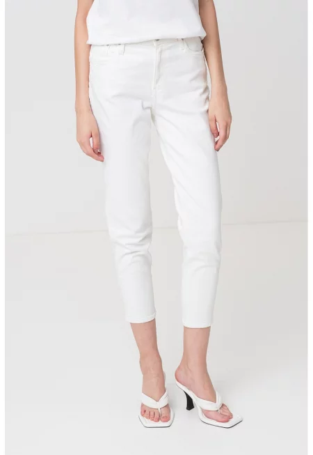 Скъсени слим дънки - Мръснобял