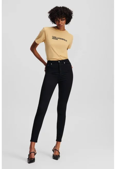 Скини дънки над глезена с висока талия - Черен