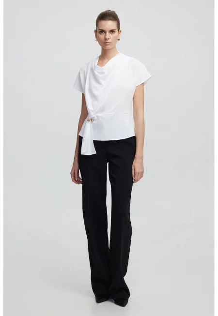 Слим блуза с овално деколте