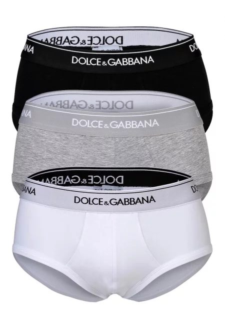 Слипове с лого - 3 чифта - Бял/Черен/Сив