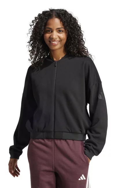 Суитшърт с ниска яка и цип - Черен