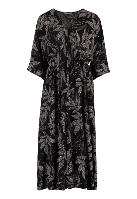 Свободна рокля с принт - Черен