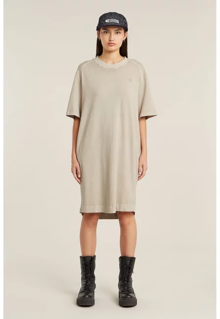 Свободна рокля тип тениска - Бежов