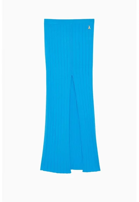 Текстурирана пола до коляното - с изрязана предна част - Син