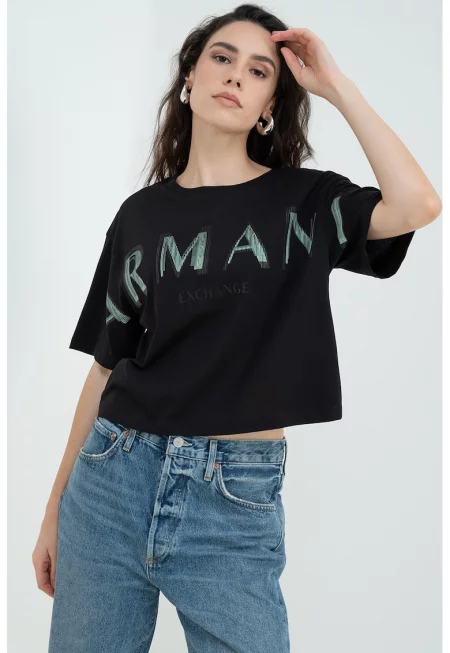 Тениска с лого - Зелен/Черен