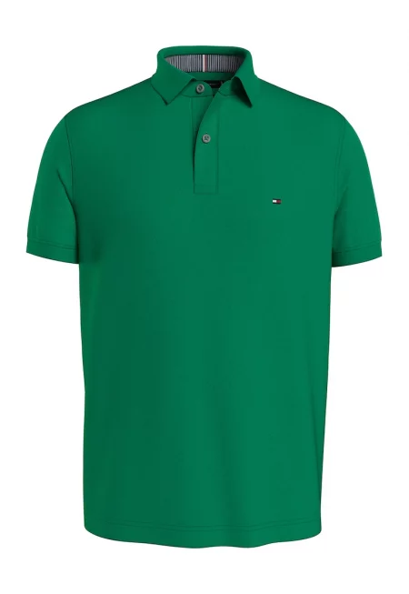 Тениска с памук и яка - Зелен