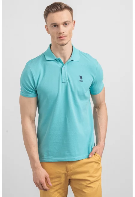 U.S. Polo Assn - Памучна тениска по тялото с яка
