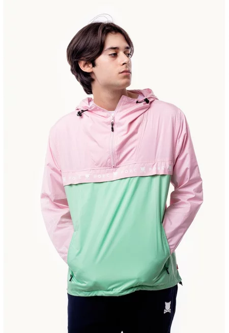 Унисекс олекотено яке Horizon с лого - Пастелнорозов/Ментово зелено