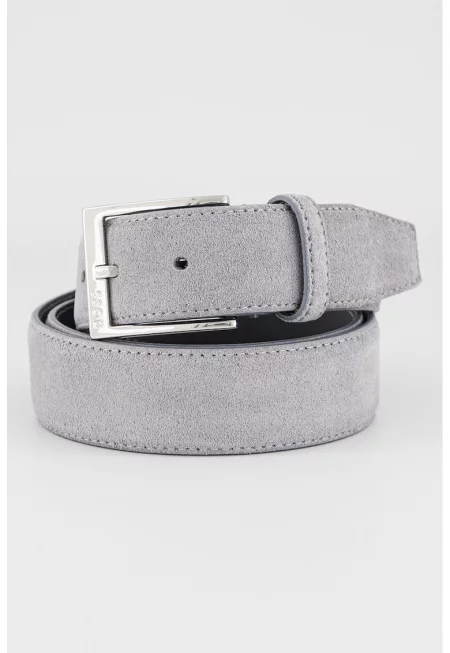 Велурен колан с метална тока - Прашно синьо