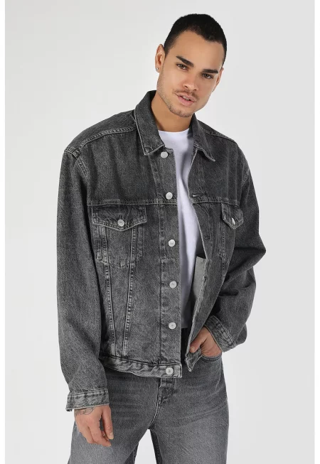 Яке от деним с джобове - Избеляло черно