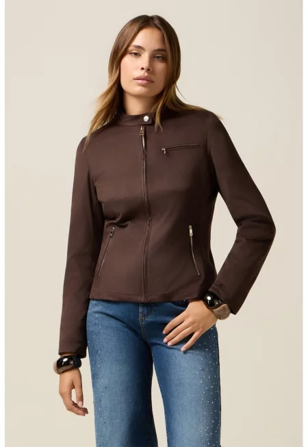 Яке с джобове с цип - Коняк кафяв
