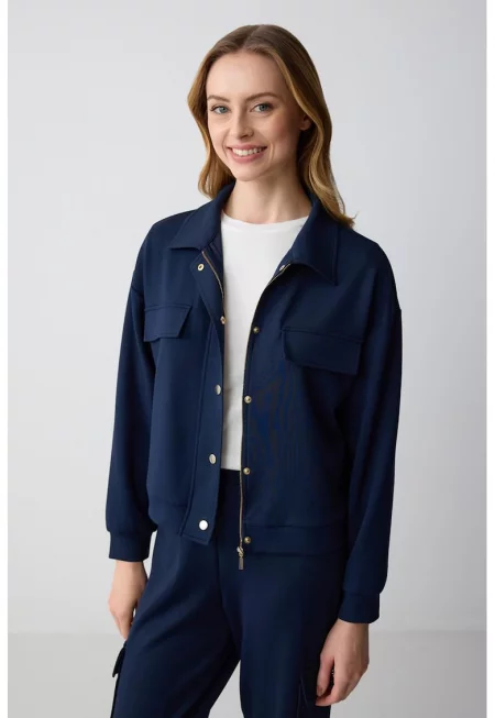 Яке с модал с цип - Тъмносин