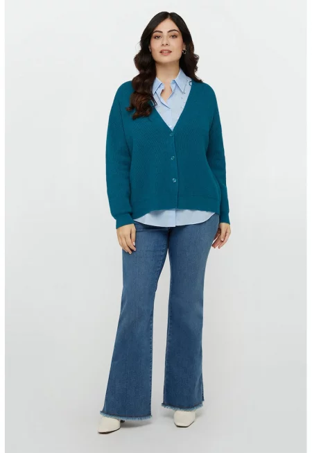 Жилетка с копчета - Петролно синьо