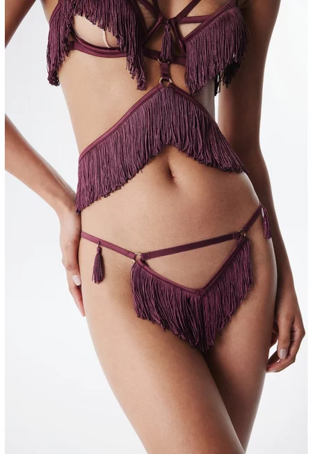Бикини с ресни и отвори - Тъмновиолетов