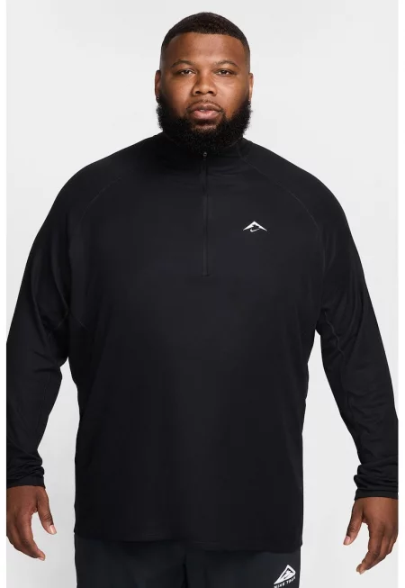Блуза за трейл бягане с къс цип - Черен