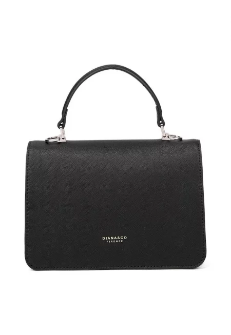 Чанта през рамо от еко кожа с лого - Черен