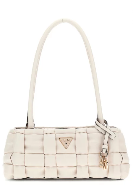 Чанта през рамо със сплетен ефект - Крем