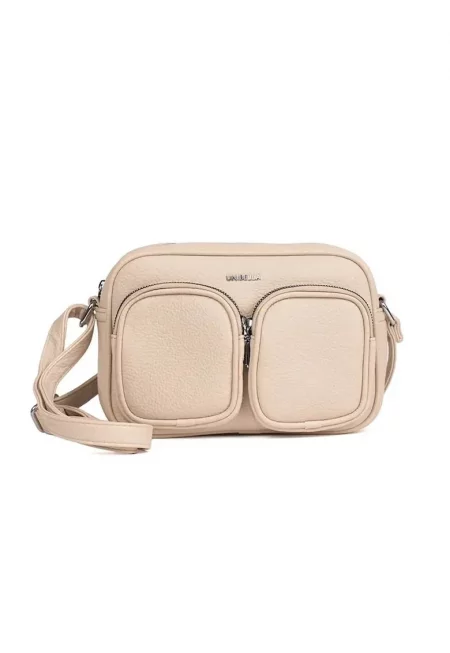 Чанта за рамо  черна - от екологична кожа - компактна - с 3 отделения