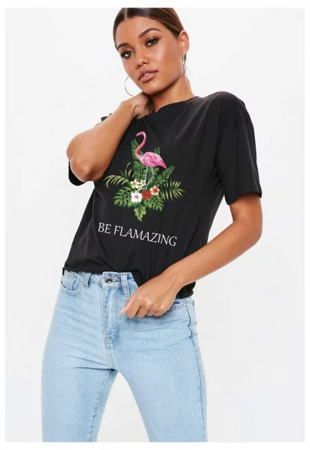 Черна дамска тениска - Be Flamazing