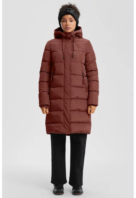 Дълго зимно яке с качулка - Бордо