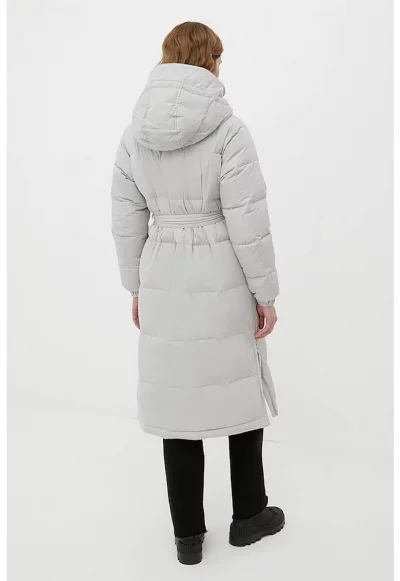 Дълго зимно яке с пухена вата и качулка