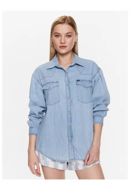 Дамска риза -  Памук - 302745234 - Син