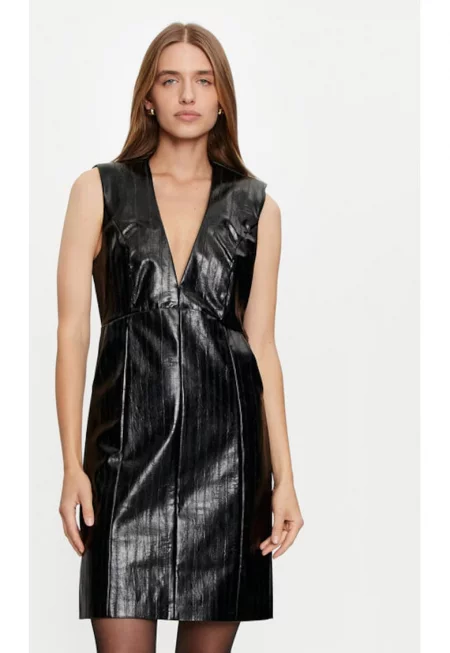 Дамска рокля -  304295188 - Еко кожа - Черна - Черен