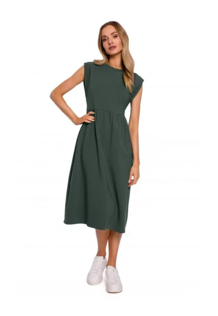 Дамска рокля  Памук/Еластан - Каки зелено4