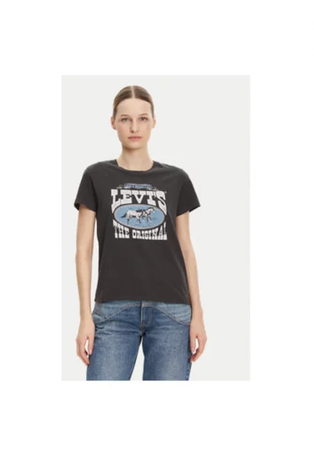 Дамска тениска  размер S - 17369-3023 - памук - черна - Черен