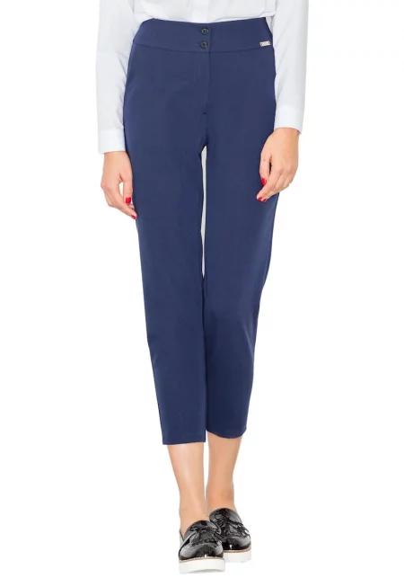 Дамски панталон  M529 - тъмносин - полиестер - вискоза
