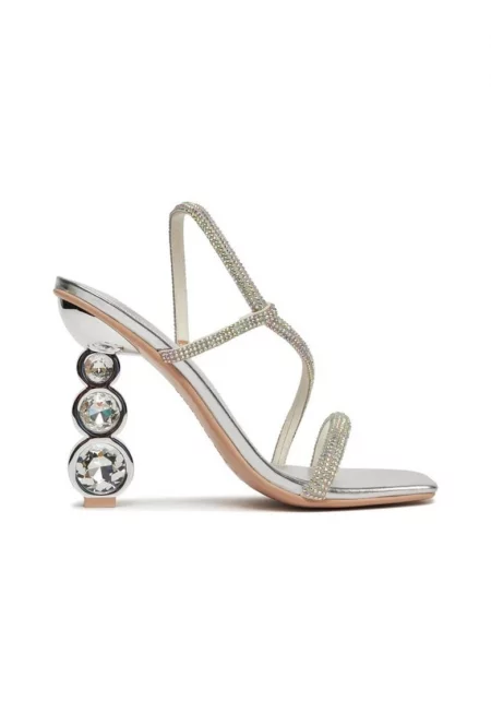 Дамски сандали -  09177 - Синтетика - Сребро - Бяло