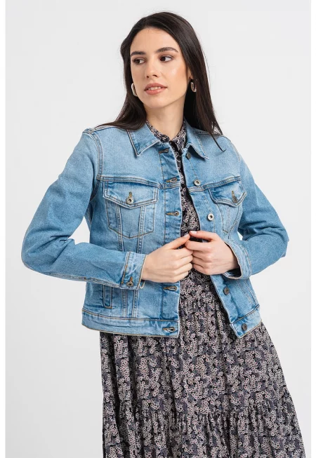 Дънково яке със захабен ефект