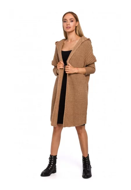 Голяма жилетка с качулка -  акрил/полиамид - кафява - един размер