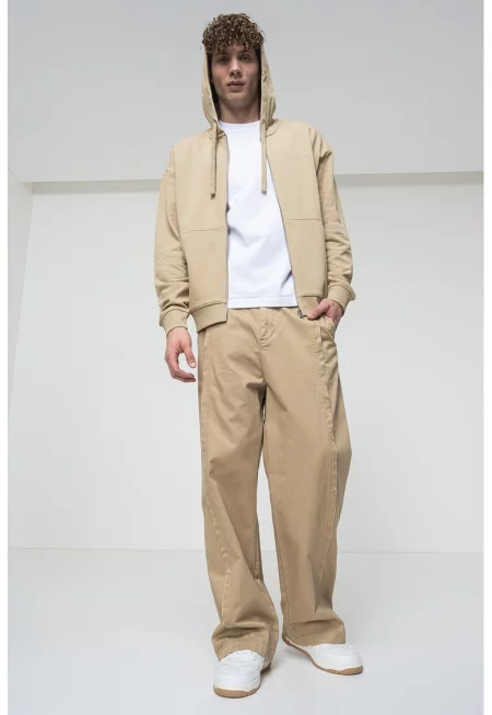 Худи с цип и скосени джобове