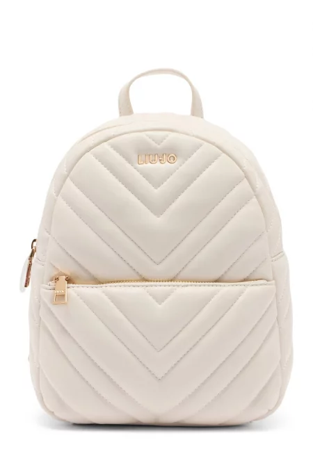 Капитонирана раница с преден джоб с цип - Бежов