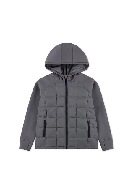 Карирано яке с цепки за палците - Tъмносив