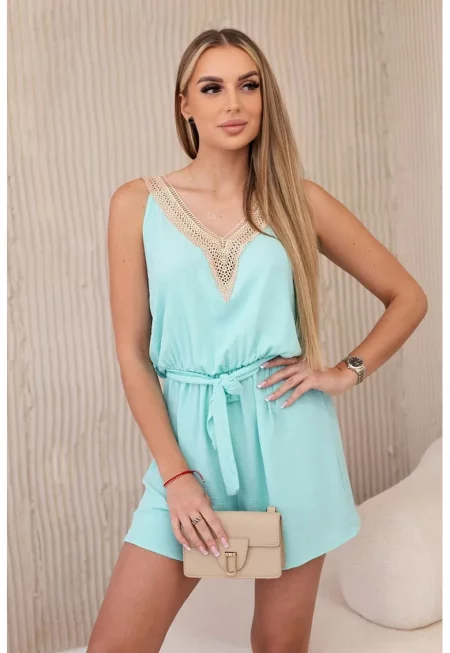 Къс гащеризон с дантела - един размер