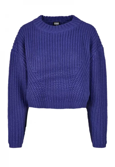 Къс пуловер с паднали ръкави