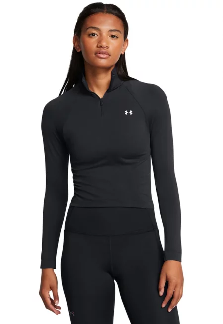 Къса безшевна фитнес блуза Vanish - Черен