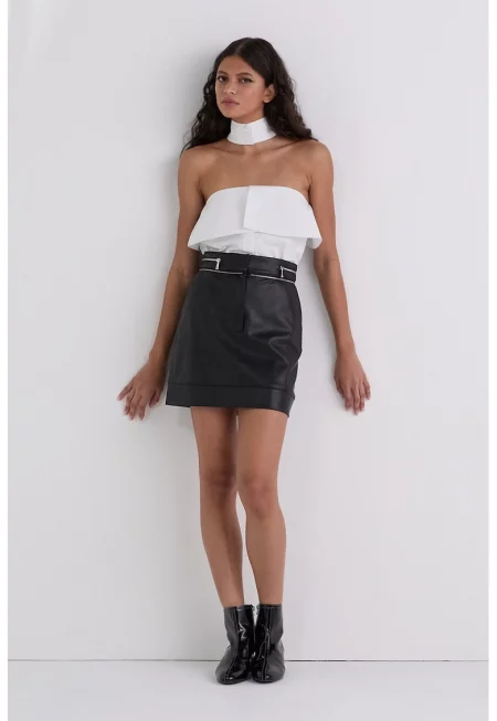 Къса пола от еко кожа