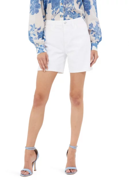 Къси дънки с висока талия - Бял