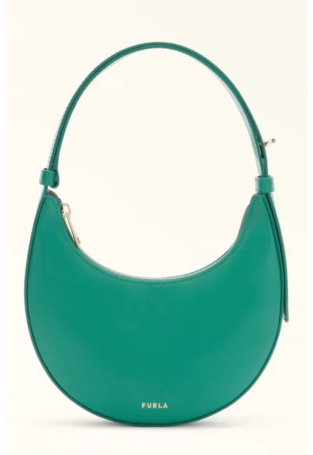 Кожена чанта-полумесец за рамо Delizia - Персийско зелено