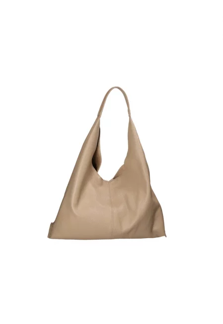 Кожена чанта с несесер с цип - Сиво-кафяв