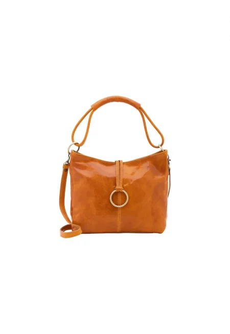 Кожена чанта за рамо - Синапено жълто