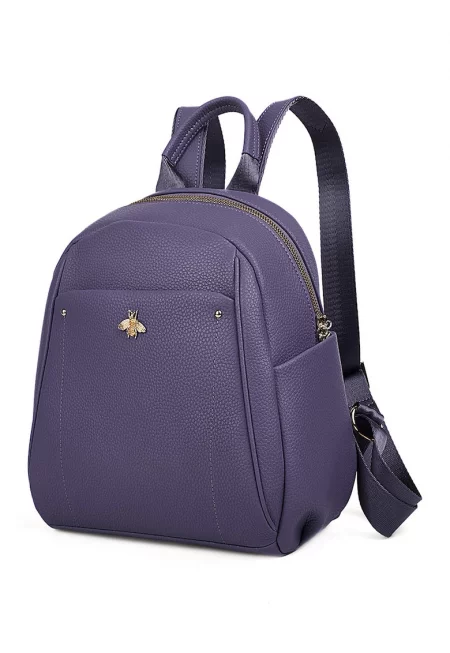 Кожена раница Greenly с регулируеми презрамки - Бледовиолетов