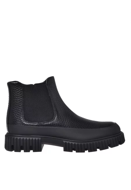 Кожени боти Chelsea с цип - Черен