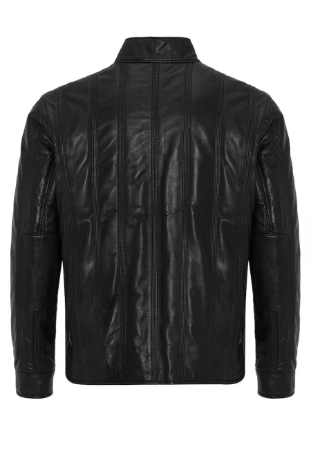 Кожено яке с ниска яка