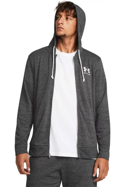 Мъхесто спортно худи Rival с цип - Антрацитно сиво