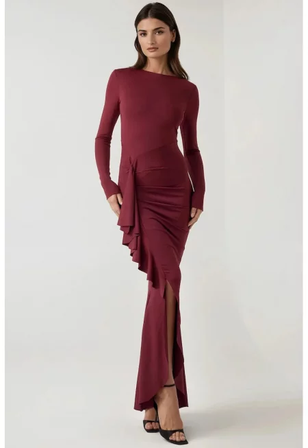 Макси рокля -  червена - джърси